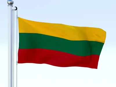 Animated Lithuania Flag Low-poly 3D model