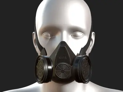 Gas mask respirator scifi military futuristic technology  Low-poly 3D model