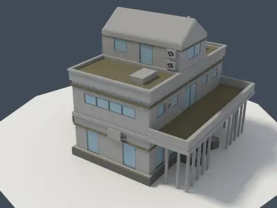 Low Poly Consulate Building Low-poly 3D model