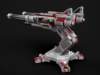 Sci-Fi Laser Turret   Low-poly 3D model