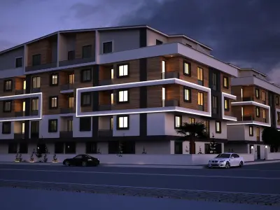 3 blocks building exteriors 3D model