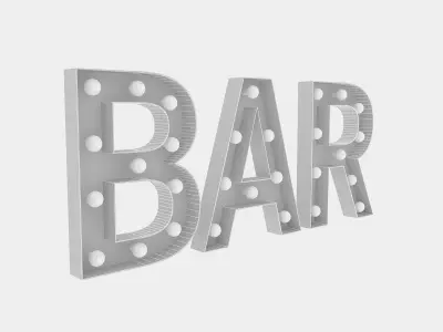 Bar Sign With Bulb 3D model