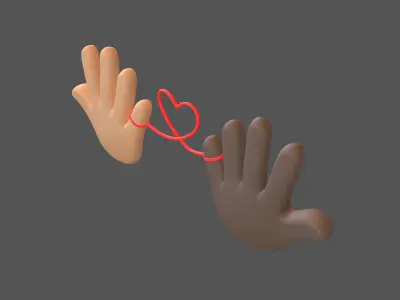 Hand with Red Line Icon v1 021 Low-poly 3D model