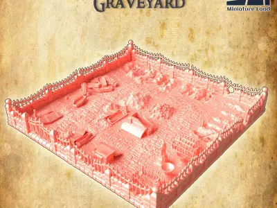 Desecrated Graveyard Tabletop Terrain 28 MM 3D print model