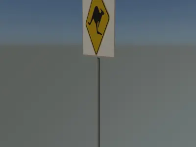 Kangaroo sign Low-poly 3D model