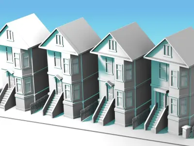 Houses cartoon style 3D model