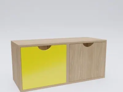 Cabinet storage unit with two drawers and door 3D model