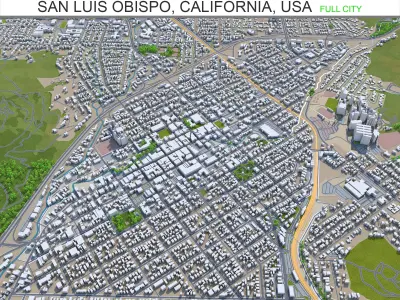 San Luis Obispo California USA 20km Low-poly 3D model