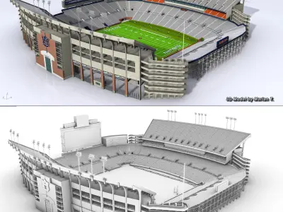 Jordan-Hare Stadium Low-poly 3D model