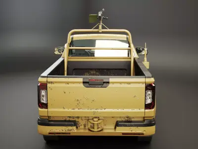 Generic Military Pickup with Machine Gun Desert Camo Low-poly 3D model