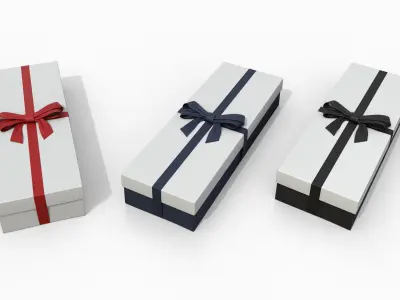  Gift Boxes - Flat Set with Tied Ribbon Bow 