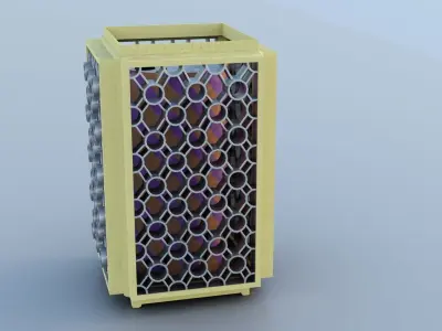 Old yellow lamp in rectangular shape Free low-poly 3D model