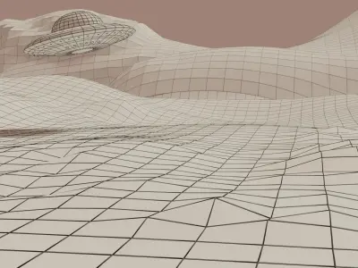 Mars Scene and UFO Low-poly 3D model