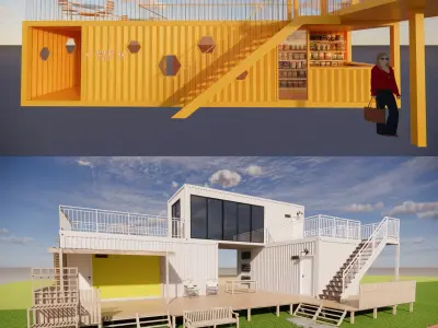 Container coffee shop-9 3D model