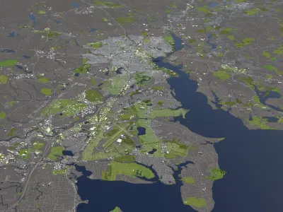 Providence Rhode Island USA 50x50km 3D model