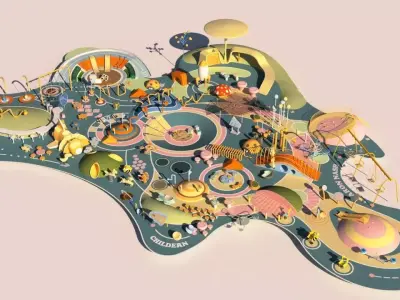 Park Outdoor Childrens Playground Low-poly 3D model