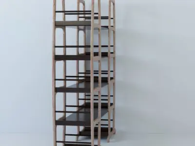 A low poly model of a bookcase Low-poly 3D model