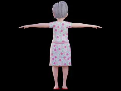 Cartoon Grandma - Fully rigged 3D model
