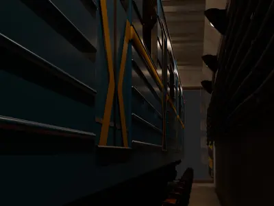 Concrete Tunnel Metro with train 3D model