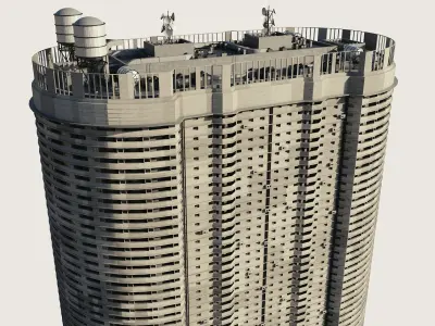 Building Skyscraper City Town Downtown Street Futuristic Utopia Low-poly 3D model