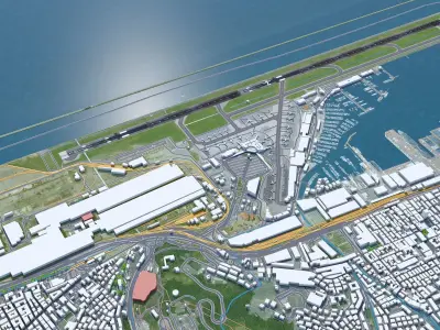 Genoa Cristoforo Colombo Airport 10km Low-poly 3D model