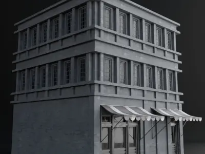 OLD RETRO CLASSICAL BUILDING 8 Low-poly 3D model