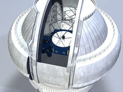 Observatory with telescope 3D model