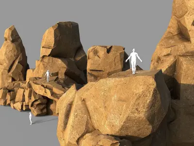 Mountain desert Rocks - 3D Models PBR Pack 05 Low-poly 3D model