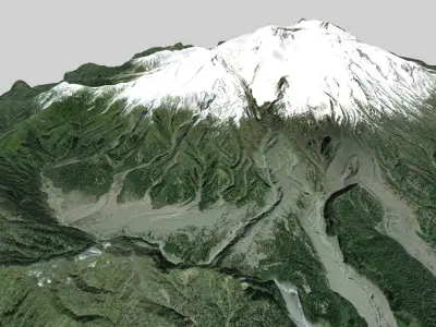 Mountain landscape Volcano Calbuco Andes Mountains Chile 3D model