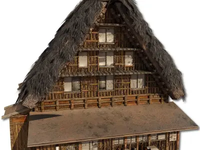 Shirakawago Village Set House 4 Low-poly 3D model