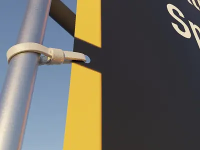 Animated Flag with Pole -1- High-Poly Version 3D model