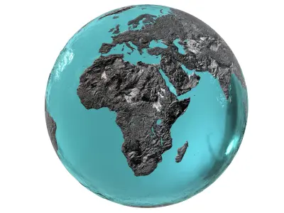 Earth Water 3D Globe Hillshade  Low-poly 3D model