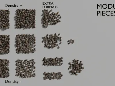 River Stone Pebbles Low-poly 3D model