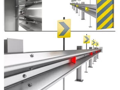 Guard-Rail-01 metal barrier with stripes 3D model