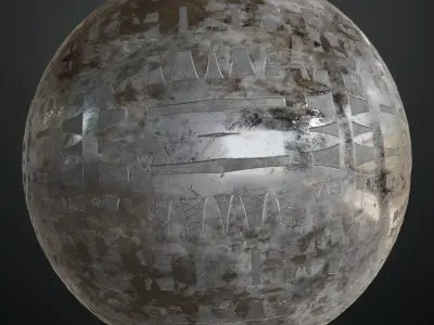 Grungy Wet Futuristic Panel Engraving PBR Seamless Texture