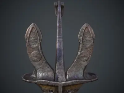 Archor model anchor with chain Low-poly 3D model