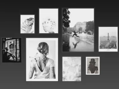 Frames Photo Modern Set 2 - Black and White - Scandinavian style Low-poly 3D model