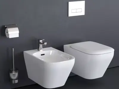 Ideal Standard TONIC II Wall-Hung WC art K3167 art K5236 Low-poly 3D model