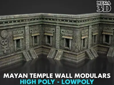 Mayan Temple Wall Modulars 06 250726 Low-poly 3D model