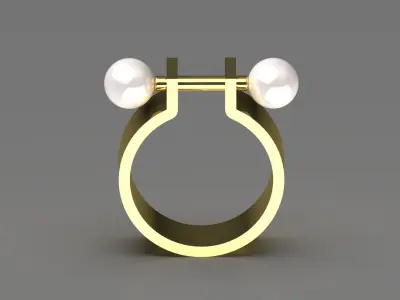 woman minimal pearl gold ring pr0011 3D print model