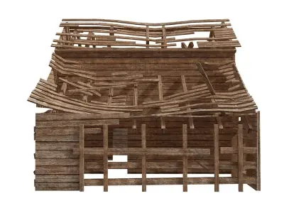 Wooden abandoned old raw barn da1 Low-poly 3D model purchase