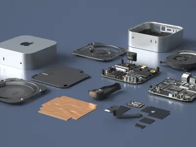  Mac Mini M4 Exploded Computer Hardware Silver 