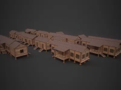 Village Modular Wood House 3D model