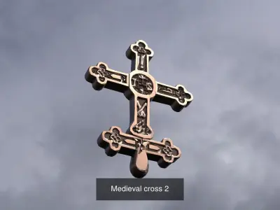 Ornate Cross statue collection 3D Model Pack