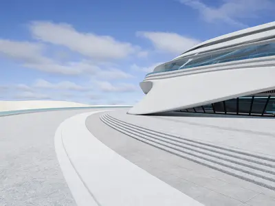 3D model Architecture with futuristic streamlined 3D model