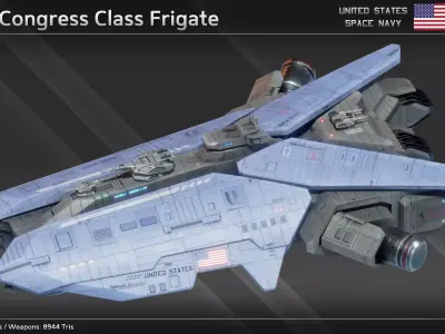 USSN Congress Class Frigate Low-poly 3D model