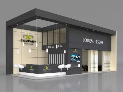 Exhibition Booth Stand Stall 12x5m Height 500 cm 2 Side Open 3D model