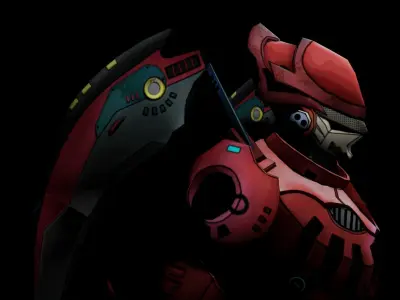 Cyberpunk halo armor Low-poly 3D model