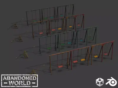 Swing Set For Playground Low-poly 3D model