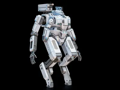  Sci-Fi Combat Mech Exoskeleton Suit - Winter Snow PBR 